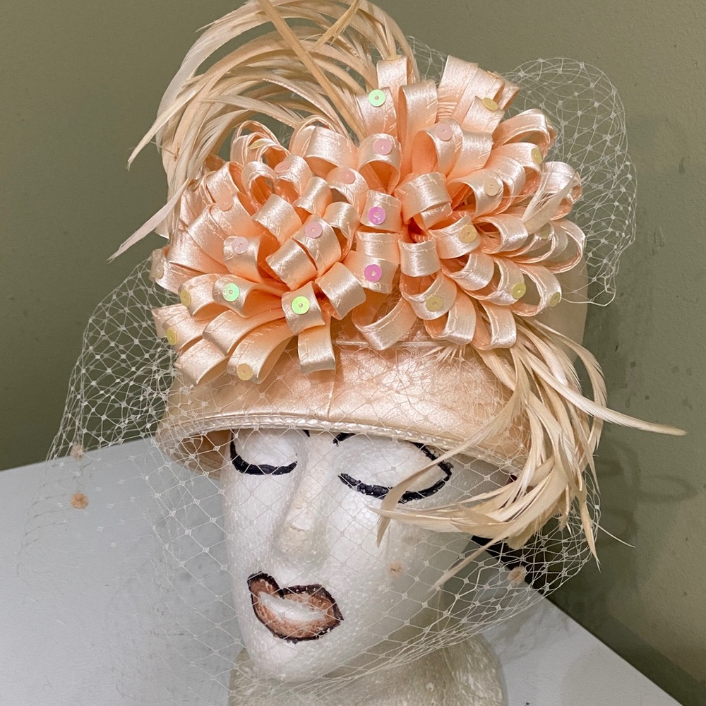 Beautiful Satin Dress / Church Hat by S P SOPHIA COLLECTION L A